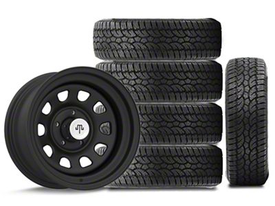 15x8 Mammoth D Window Wheel & 31in Atturo All-Terrain Trail Blade A/T Tire Package; Set of 5 (97-06 Jeep Wrangler TJ)