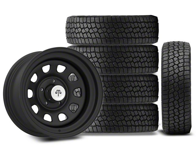 15x8 Mammoth D Window Wheel & 31in Milestar All-Terrain Patagonia AT/R Tire Package; Set of 5 (97-06 Jeep Wrangler TJ)