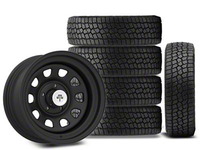 15x8 Mammoth D Window Wheel & 31in Milestar All-Terrain Patagonia AT/R Tire Package; Set of 5 (87-95 Jeep Wrangler YJ)