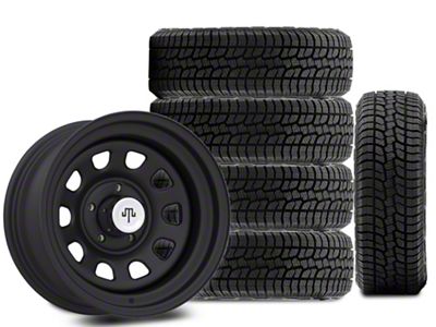 15x8 Mammoth D Window Wheel & 31in West Lake All-Terrain SL369 Tire Package; Set of 5 (97-06 Jeep Wrangler TJ)