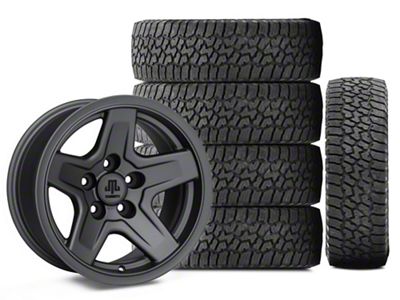 15x8 Mammoth Boulder Wheel & 33in Falken All-Terrain Wildpeak A/T3W Tire Package; Set of 5 (97-06 Jeep Wrangler TJ)