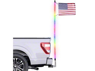 Master Tailgaters 5-Foot Spiral Chasing LED Flag Pole with Hitch Mount (Universal; Some Adaptation May Be Required)