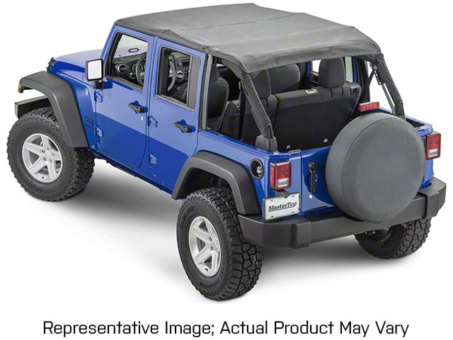 MasterTop Bimini Top Plus with Integrated Black Grab Handles; Black Diamond (18-23 Jeep Wrangler JL 2-Door)