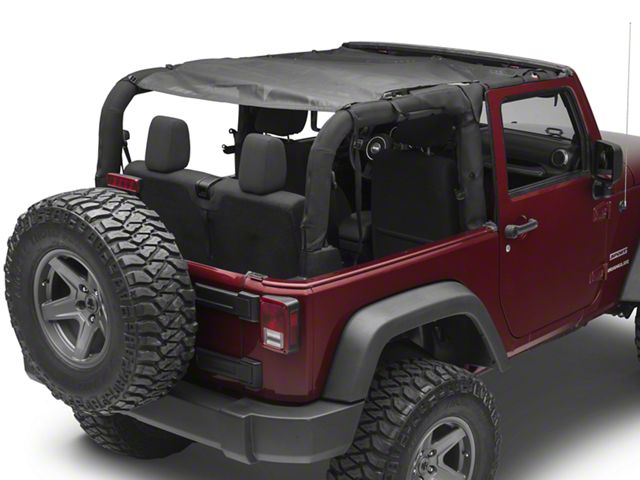 MasterTop ShadeMaker Mesh Bimini Top Plus; Black (07-18 Jeep Wrangler JK 2-Door)