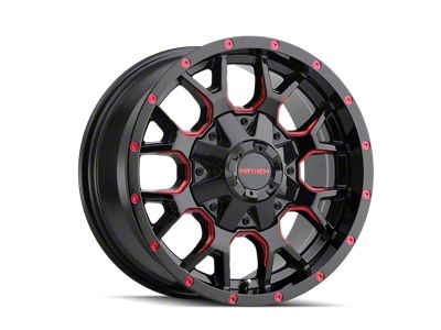 Mayhem Wheels Warrior Gloss Black Milled with Prism Red 6-Lug Wheel; 18x9; 18mm Offset (04-15 Titan)