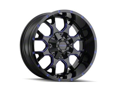 Mayhem Wheels Warrior Gloss Black Milled with Prism Blue 6-Lug Wheel; 18x9; -12mm Offset (21-24 Bronco, Excluding Raptor)