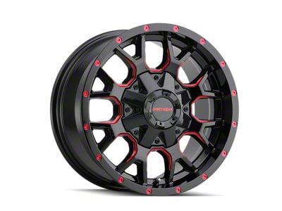 Mayhem Wheels Warrior Gloss Black Milled with Prism Red 6-Lug Wheel; 18x9; -12mm Offset (21-24 Bronco, Excluding Raptor)