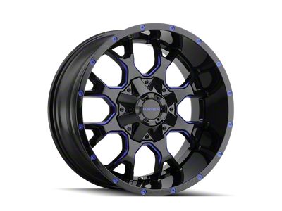 Mayhem Wheels Warrior Gloss Black Milled with Prism Blue Wheel; 18x9; -12mm Offset (22-24 Jeep Grand Cherokee WL)