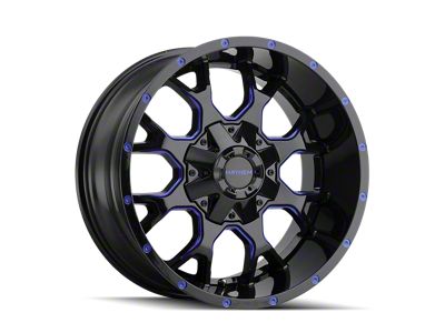 Mayhem Wheels Warrior Gloss Black Milled with Prism Blue 6-Lug Wheel; 17x9; -12mm Offset (10-24 4Runner)