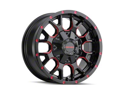 Mayhem Wheels Warrior Gloss Black Milled with Prism Red 6-Lug Wheel; 17x9; -12mm Offset (10-24 4Runner)