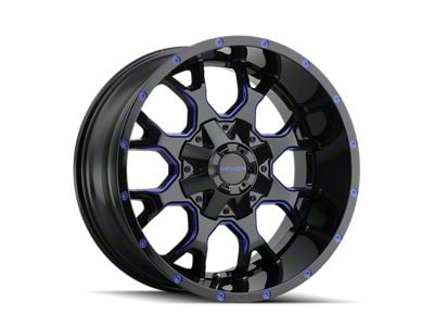 Mayhem Wheels Warrior Gloss Black Milled with Prism Blue 6-Lug Wheel; 17x9; -12mm Offset (16-23 Tacoma)