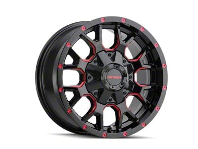 Mayhem Wheels Warrior Gloss Black Milled with Prism Red 6-Lug Wheel; 17x9; 18mm Offset (16-23 Tacoma)