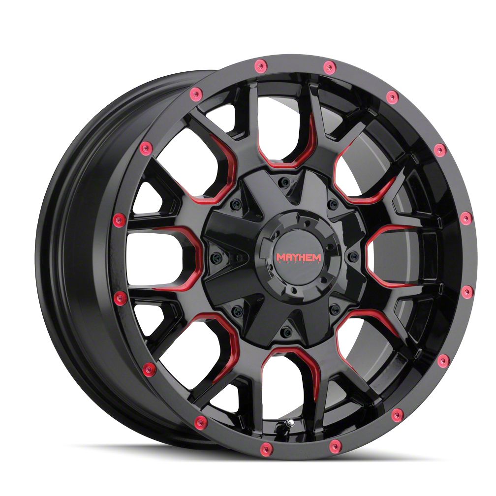 Mayhem Wheels Bronco Warrior Gloss Black Milled with Prism Red 6-Lug ...