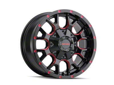 Mayhem Wheels Warrior Gloss Black Milled with Prism Red 6-Lug Wheel; 17x9; 18mm Offset (22-24 Bronco Raptor)