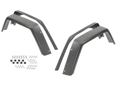 MCE Fenders Gen II 4.50-Inch Width Flat Fender Flares; Rear; OE-Style Textured Black (97-06 Jeep Wrangler TJ)