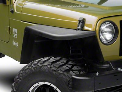 MCE Fenders Gen II 4.5 Inch Flat Rear Fender Flares; OE-Style Finish (97-06 Jeep Wrangler TJ)