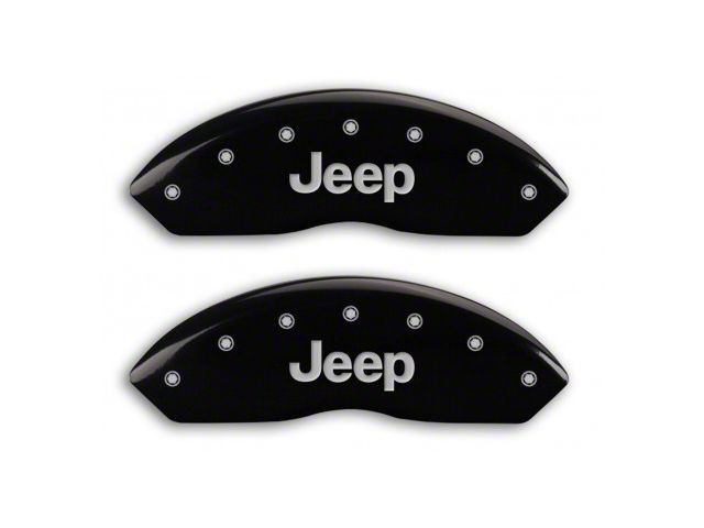 MGP Brake Caliper Covers with Jeep Grille Logo; Black; Front and Rear (03-06 Jeep Wrangler TJ w/ Rear Disc Brakes)
