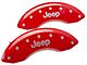 MGP Brake Caliper Covers with Jeep Logo; Red; Front Only (87-06 Jeep Wrangler YJ & TJ)