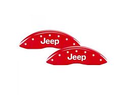 MGP Brake Caliper Covers with Jeep Grille Logo; Red; Front and Rear (14-23 Jeep Cherokee KL w/ Dual Piston Front Calipers)