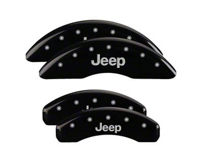 MGP Brake Caliper Covers with JEEP Logo; Black; Front and Rear (22-25 Jeep Grand Cherokee WL w/ Solid Rear Rotors)