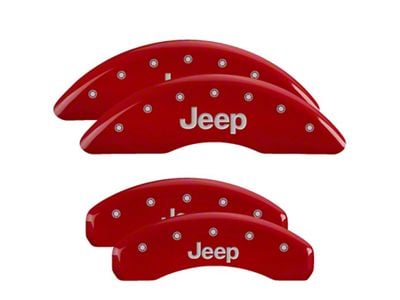 MGP Brake Caliper Covers with JEEP Logo; Red; Front and Rear (22-25 Jeep Grand Cherokee WL w/ Solid Rear Rotors)