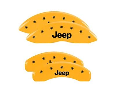 MGP Brake Caliper Covers with JEEP Logo; Yellow; Front and Rear (22-25 Jeep Grand Cherokee WL w/ Vented Rear Rotors)