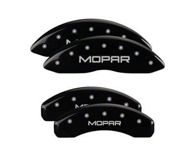 MGP Brake Caliper Covers with MOPAR Logo; Black; Front and Rear (22-25 Jeep Grand Cherokee WL w/ Vented Rear Rotors)