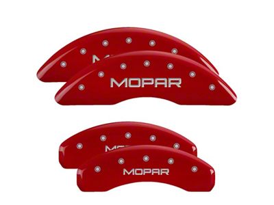 MGP Brake Caliper Covers with MOPAR Logo; Red; Front and Rear (22-25 Jeep Grand Cherokee WL w/ Solid Rear Rotors)