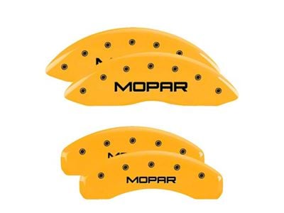 MGP Brake Caliper Covers with MOPAR Logo; Yellow; Front and Rear (22-25 Jeep Grand Cherokee WL w/ Vented Rear Rotors)