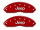 MGP Brake Caliper Covers with Jeep Grille Logo; Red; Front and Rear (03-06 Jeep Wrangler TJ w/ Rear Disc Brakes)