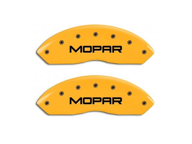 MGP Brake Caliper Covers with MOPAR Logo; Yellow; Front and Rear (03-06 Jeep Wrangler TJ w/ Rear Disc Brakes)