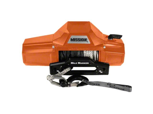 Mile Marker 10,000 lb. Mission Winch with Black Synthetic Rope and Black Hook; Team Orange (Universal; Some Adaptation May Be Required)
