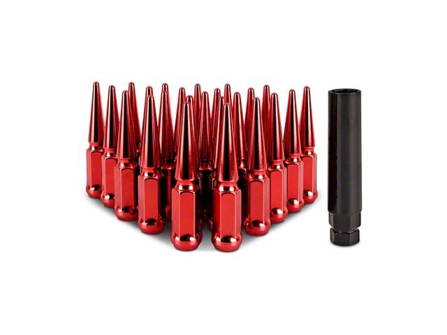Mishimoto Red Steel Spiked Lug Nuts; M12 x 1.5; Set of 24 (05-24 Tacoma)