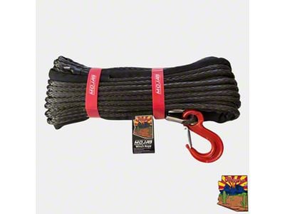 Mojab Offroad 1/2-Inch x 78-Foot Synthetic Winch Rope with Forged Winch Hook; Black