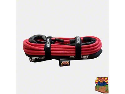 Mojab Offroad 1/2-Inch x 78-Foot Double Braided Winch Rope with Removable Forged Winch Hook; Black