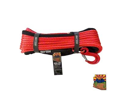 Mojab Offroad 3/8-Inch x 85-Foot Synthetic Winch Rope with Forged Winch Hook; Red