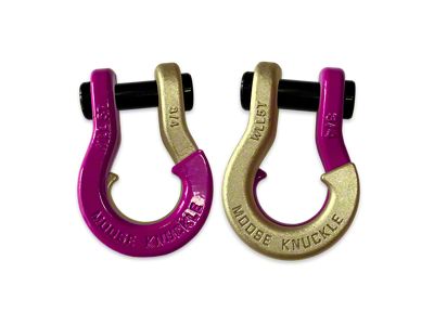 Moose Knuckle Offroad Jowl Split Recovery Shackle 3/4 Combo; Pogo Pink / Brass Knuckle