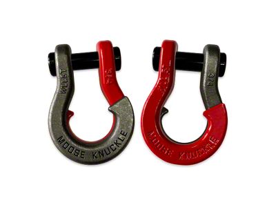 Moose Knuckle Offroad Jowl Split Recovery Shackle Combo; Raw Dog and Flame Red