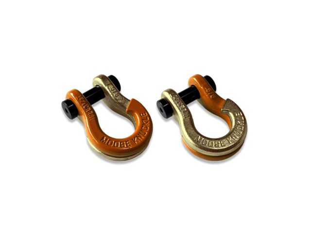 Moose Knuckle Offroad Jowl Split Recovery Shackle 5/8 Combo; Obscene Orange and Brass Knuckle