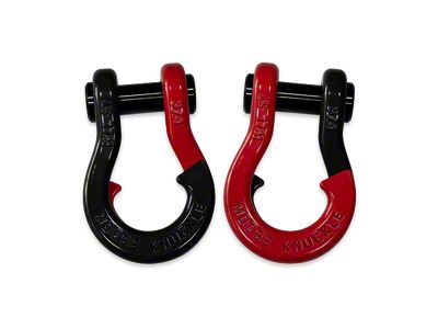 Moose Knuckle Offroad Jowl Split Recovery Shackle 3/4 Combo; Black Hole and Flame Red