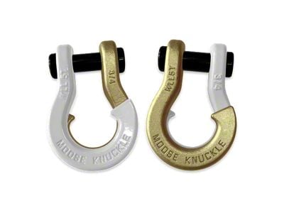 Moose Knuckle Offroad Jowl Split Recovery Shackle Combo; Pure White and Brass Knuckle