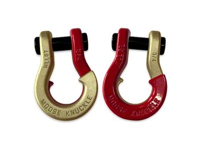 Moose Knuckle Offroad Jowl Split Recovery Shackle 3/4 Combo; Brass Knuckle and Flame Red