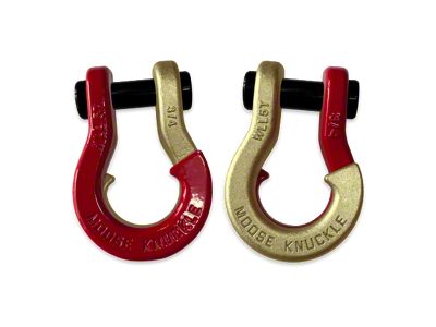 Moose Knuckle Offroad Jowl Split Recovery Shackle 3/4 Combo; Flame Red and Brass Knuckle