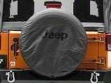 Mopar Jeep Logo Spare Tire Cover; Black Denim; 30 to 31-Inch Tire Cover (07-24 Jeep Wrangler JK & JL)