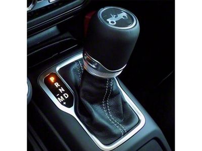 Mopar Automatic Transmission Shift Knob and Boot; Black Leather with White Stitching (20-24 Jeep Gladiator JT)