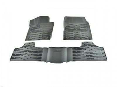 Mopar All-Weather Front and Rear Floor Mats with Grand Cherokee and Jeep Logo; Black (16-21 Jeep Grand Cherokee WK2)