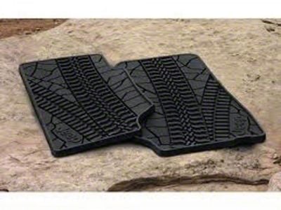 Mopar All-Weather Front Floor Mats with Jeep Logo; Black (14-18 Jeep Wrangler JK 2-Door)