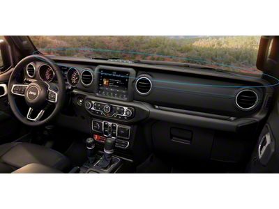 Mopar Dashboard Top Pad Trim Kit; Black Leather with Blue Stitching (18-25 Jeep Wrangler JL)