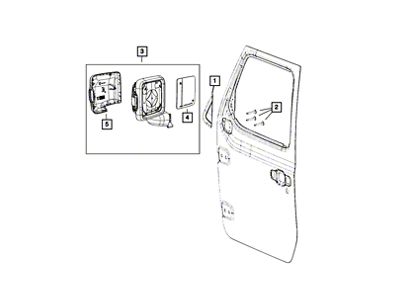 Mopar Manual Folding Mirror; Black; Driver Side (18-25 Jeep Wrangler JL)