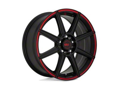 Motegi CS8 Satin Black with Red Stripe Wheel; 15x6.5; 40mm Offset (84-01 Jeep Cherokee XJ)